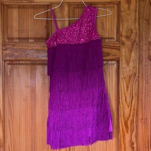 Balera tap / jazz costume size MA purple with fringe